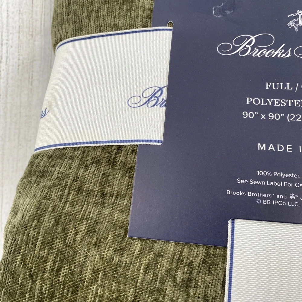 Brooks Brothers Blanket Full Queen Olive Green Textured Classic Cozy Earthy